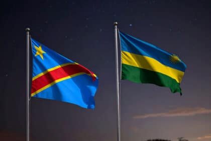 DRC and Rwanda flags at night