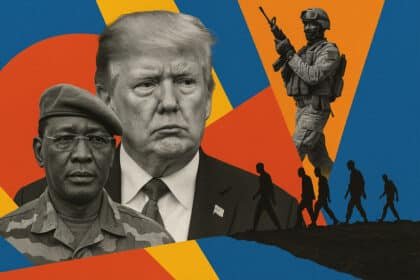 Collage of Chad-USA diplomatic tension illustrated