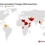 Map of Countries included in Trump's 2025 Travel Ban