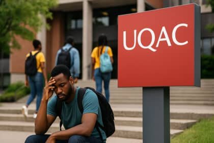 African student on the steps of Canadian College